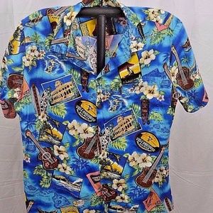 Palmwave Hawaiian Shirt SS 2XL  Cotton Blue/Tiki/U